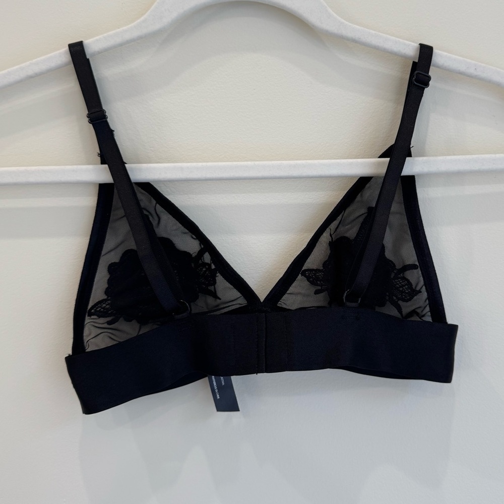 Out From Under Black Mesh Floral Bralette - Sheer Embroidered Lingerie- Small - Picture 4 of 4
